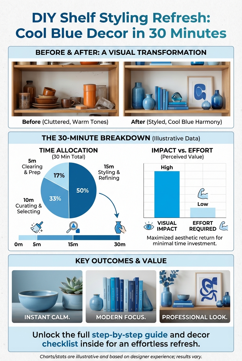 DIY Shelf Styling Refresh: Cool Blue Decor in 30 Minutes - photo 3