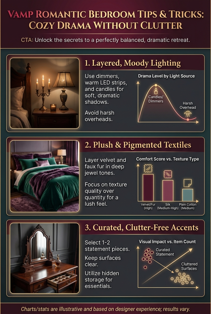 Vamp Romantic Bedroom Tips and Tricks: Cozy Drama Without Clutter - photo 3