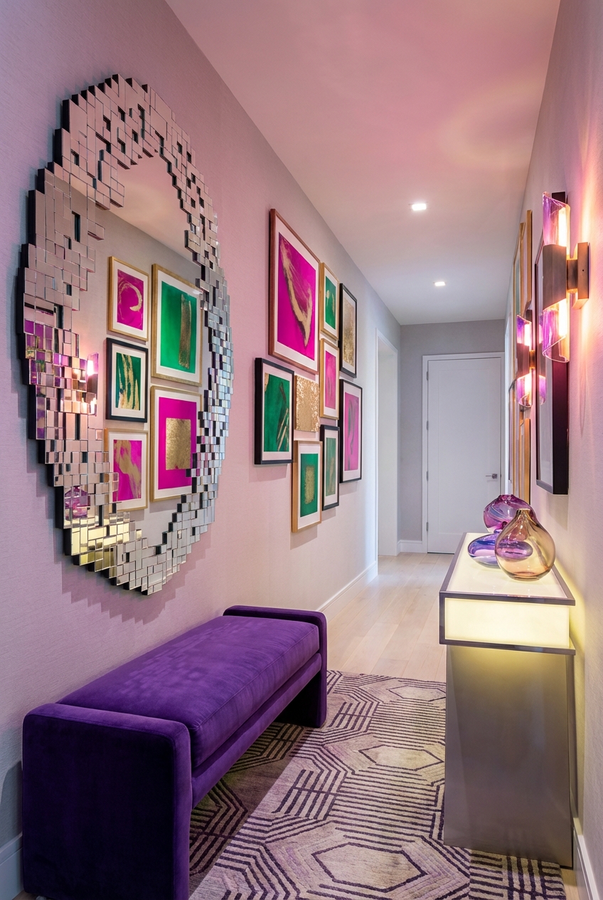 Glitchy Glam Hallway Ideas: Off-Center Gallery Moments