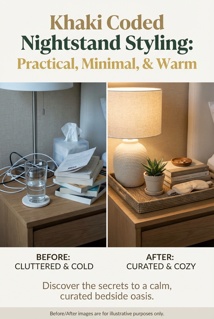 Khaki Coded Nightstand Styling: practical, minimal, and warm - photo 5