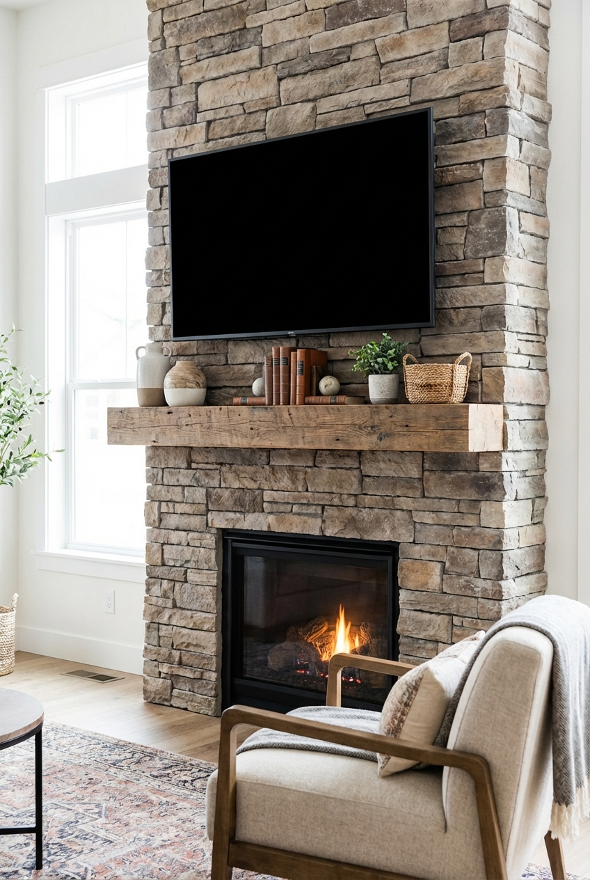TV on a Stone Fireplace: the 8 – Step Stylist Picks