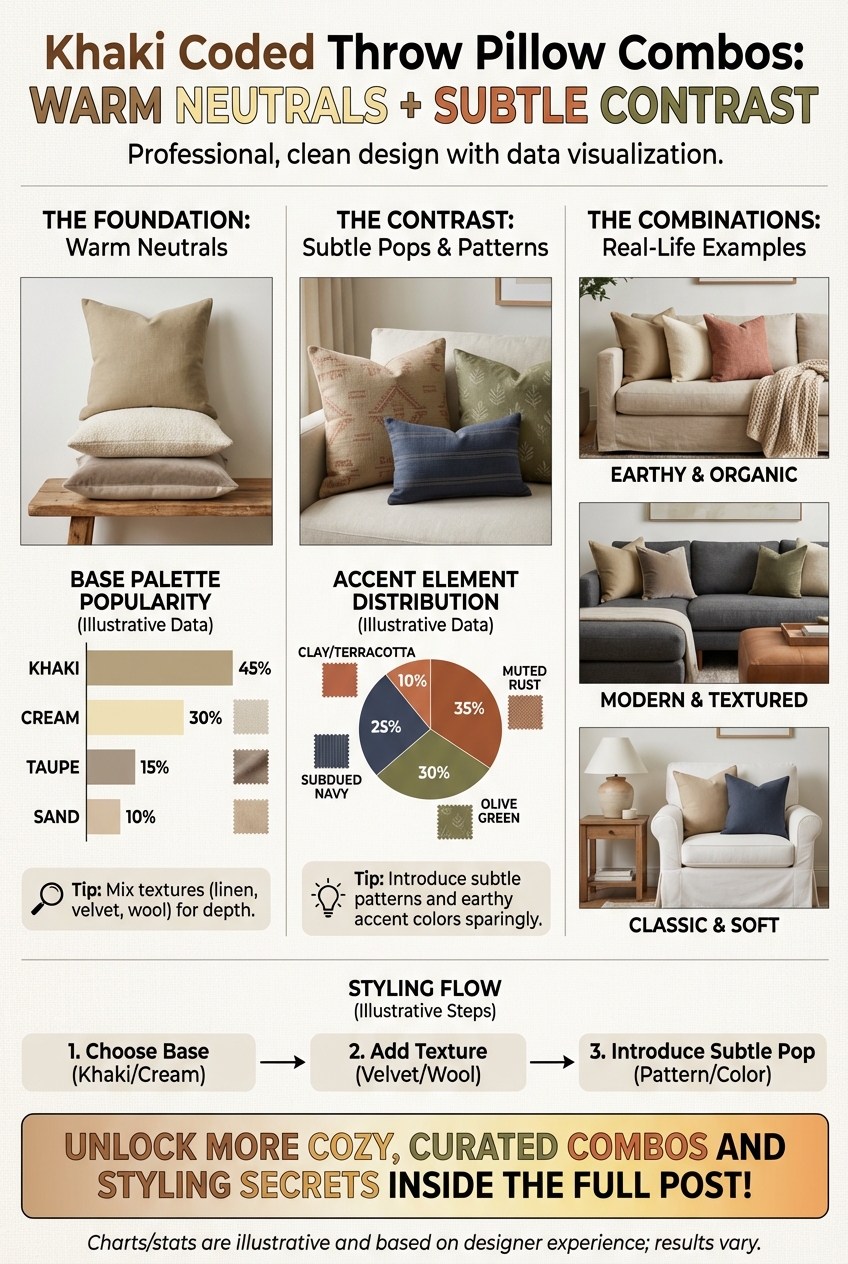 Khaki Coded Throw Pillow Combos: warm neutrals + subtle contrast - photo 3