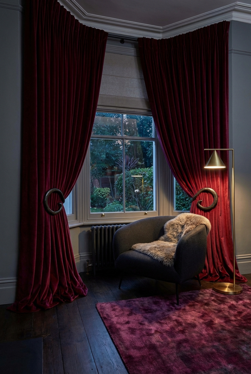 Vamp Romantic Curtain Ideas: dramatic drapes that feel modern