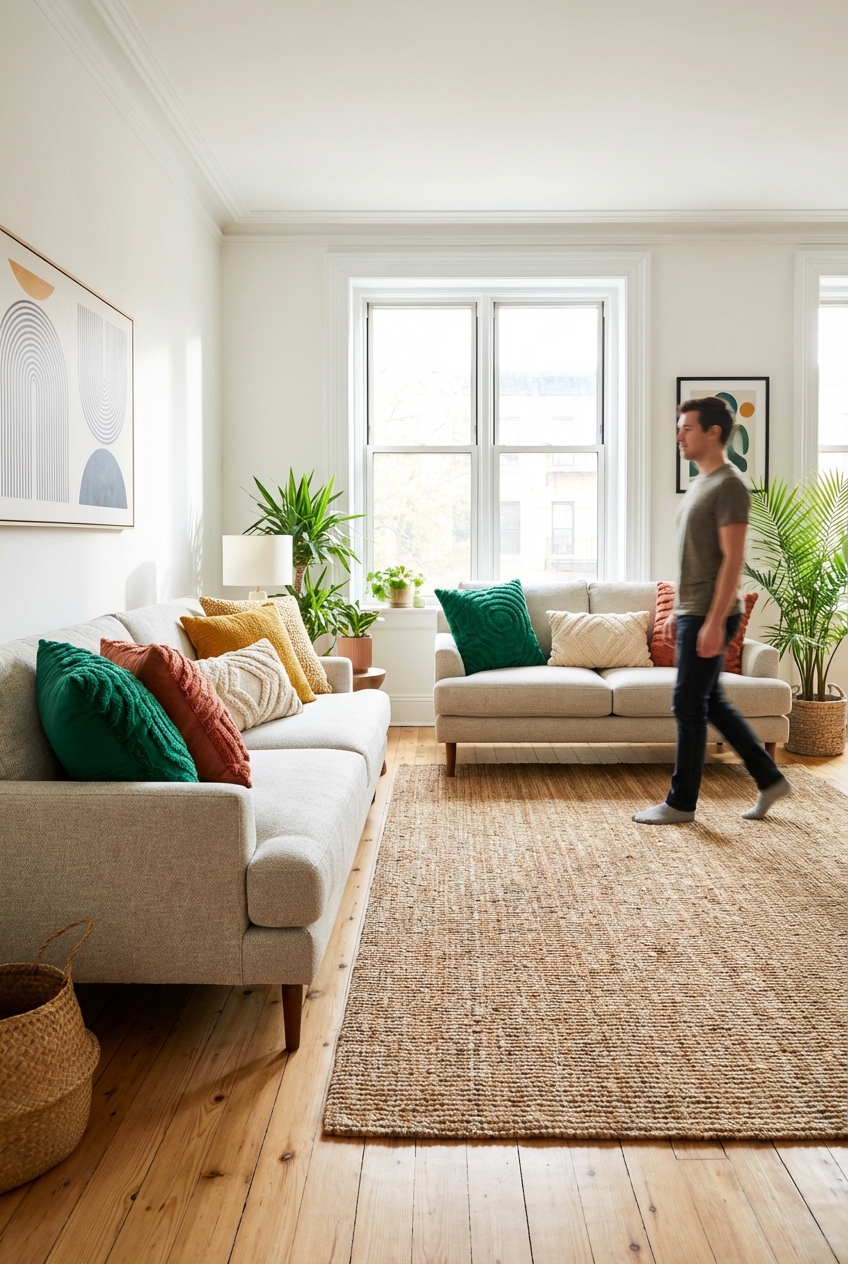 Pillows on a Couch and Loveseat Layouts: 10 Fixes That Keep Walkways Clear