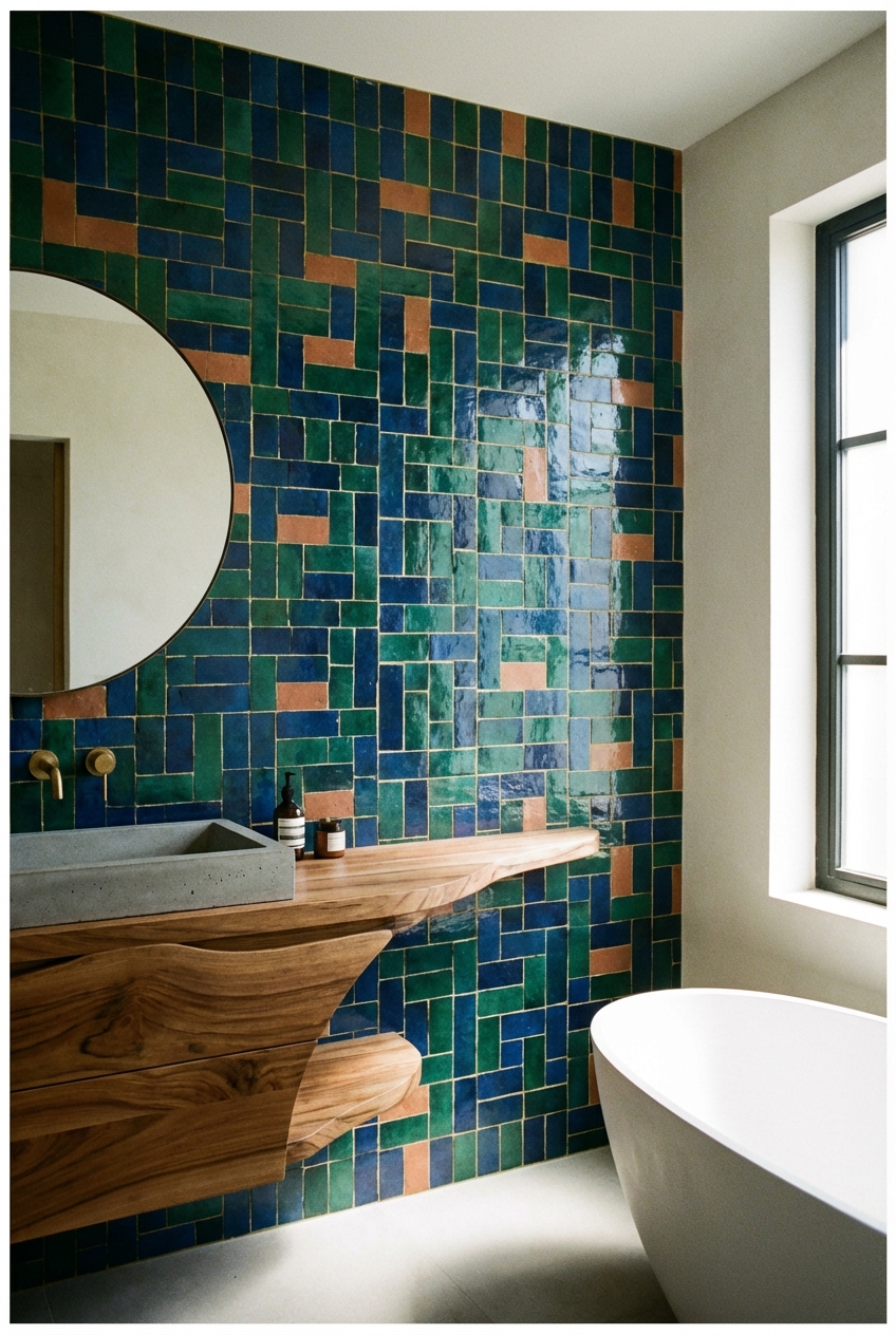 Creative Bathroom Accent Wall Tile Ideas