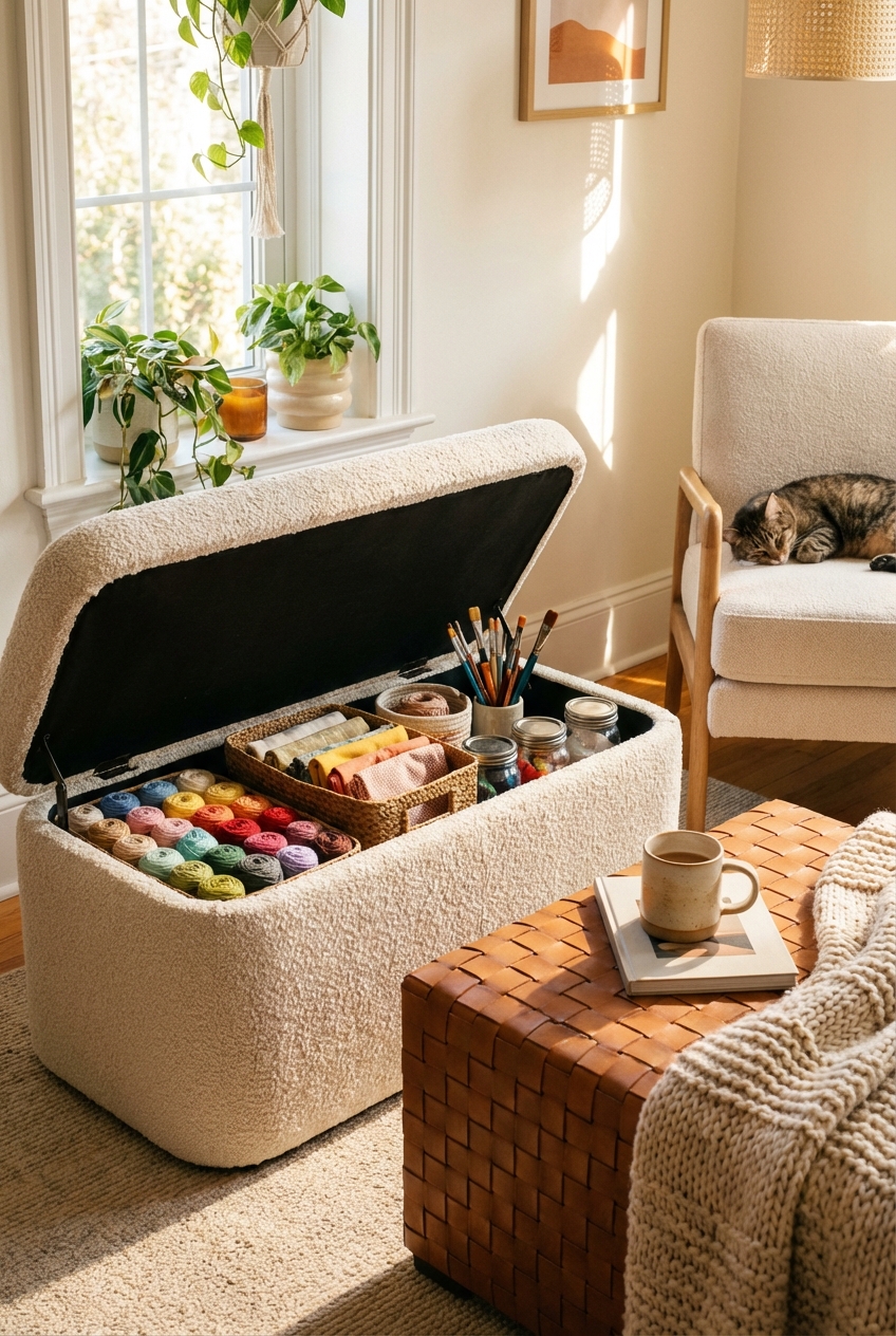 Storage Ottomans for Craft Supplies (Hidden, Cozy, Pretty)