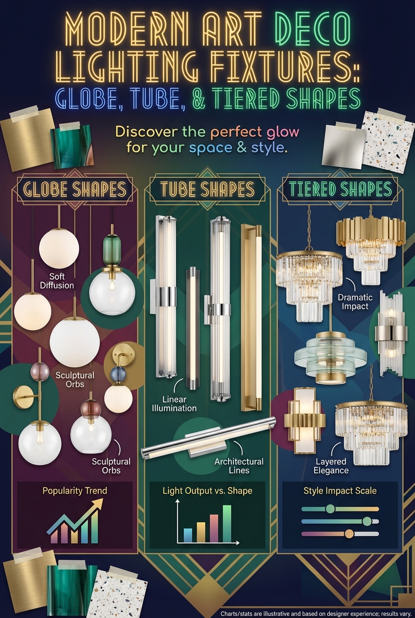 Modern Art Deco Lighting Fixtures: Globe, Tube, and Tiered Shapes - photo 4