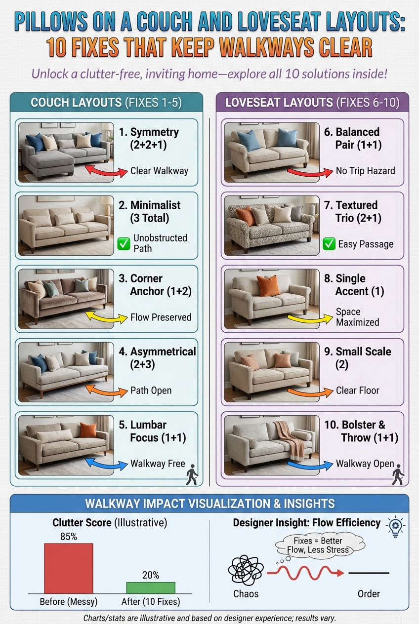 Pillows on a Couch and Loveseat Layouts: 10 Fixes That Keep Walkways Clear - photo 3