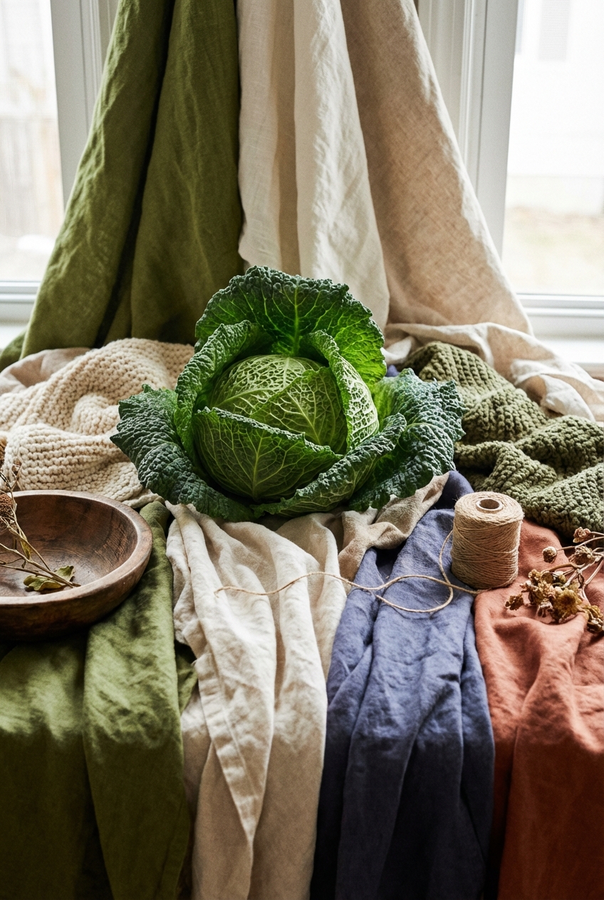 Cabbage Crush Textile Ideas: Linen, cotton, and soft texture