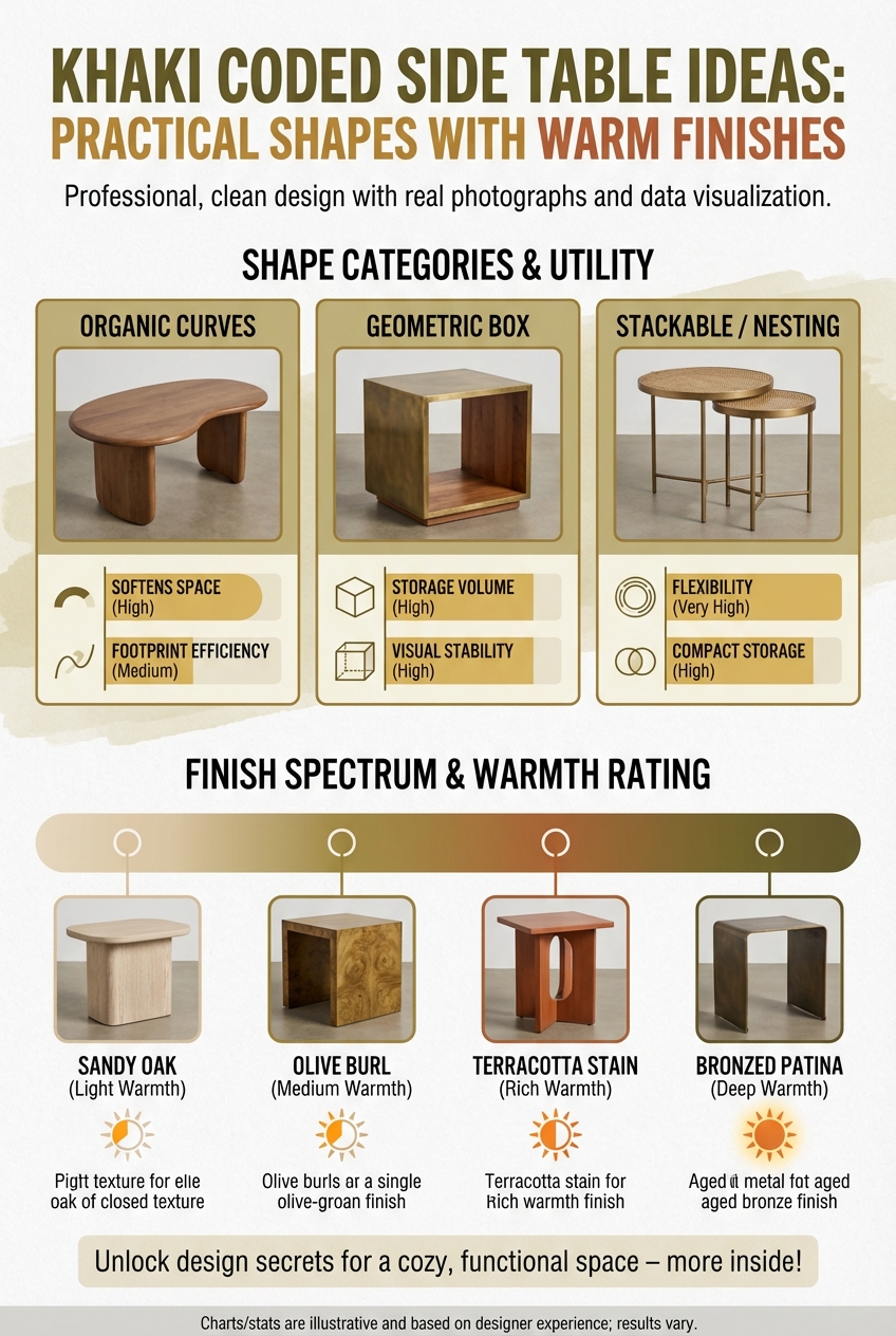 Khaki Coded Side Table Ideas: practical shapes with warm finishes - photo 3
