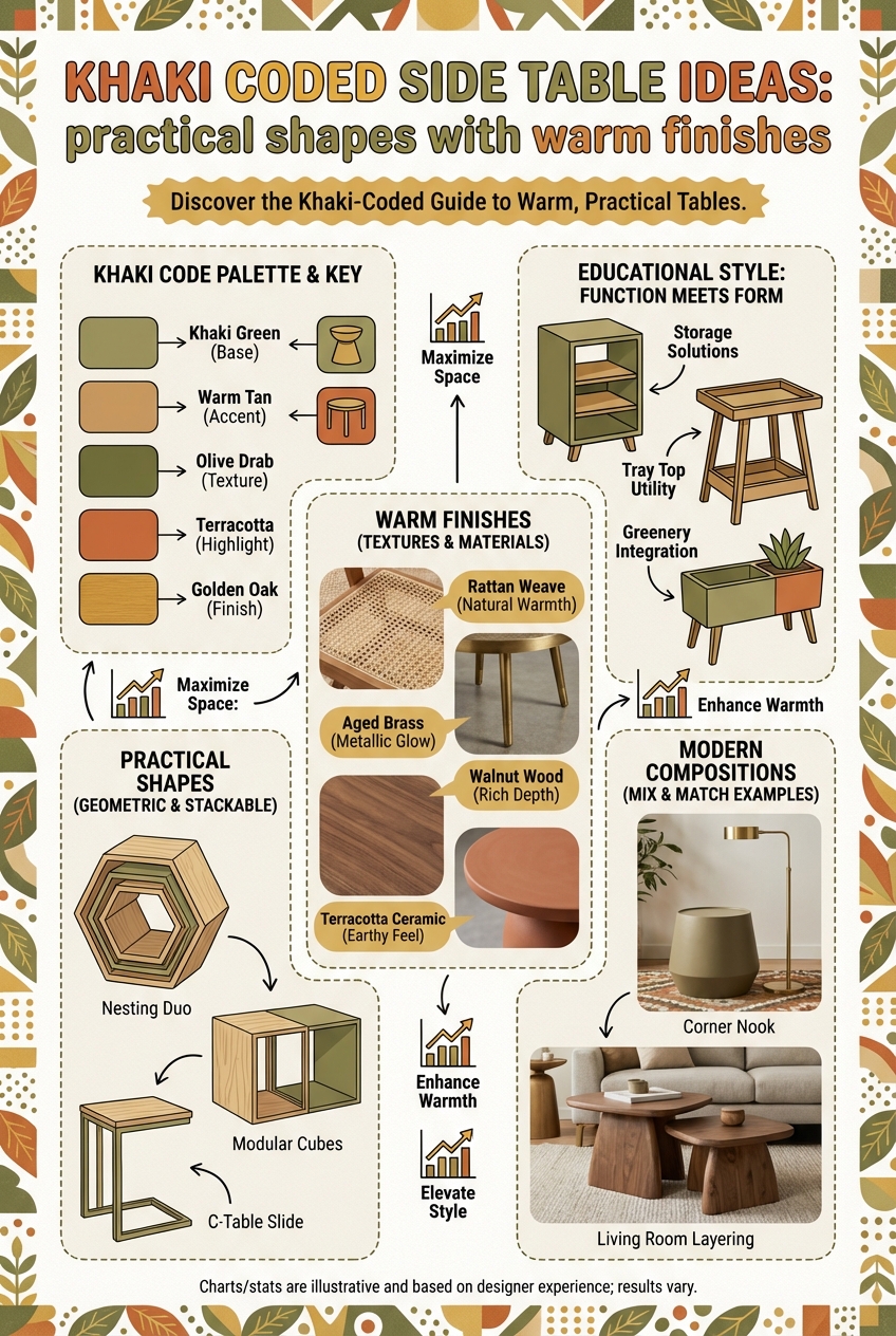 Khaki Coded Side Table Ideas: practical shapes with warm finishes - photo 4