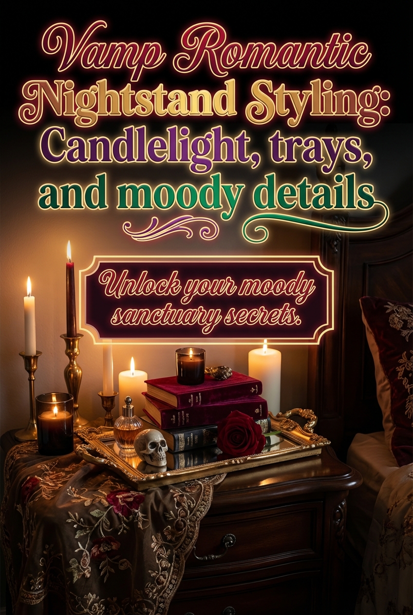 Vamp Romantic Nightstand Styling: Candlelight, trays, and moody details - photo 2
