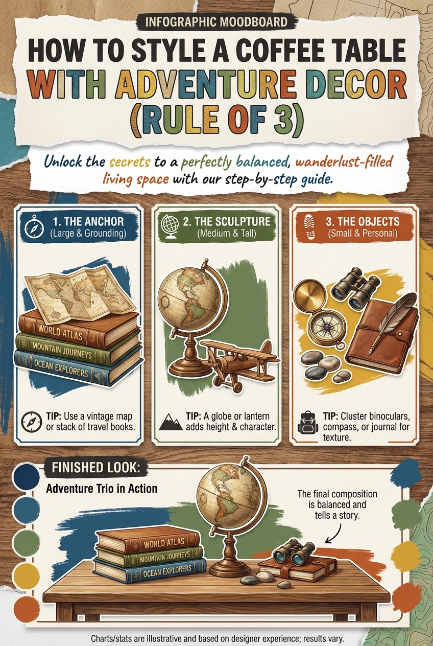 How to Style a Coffee Table with Adventure Decor (Rule of 3) - photo 4