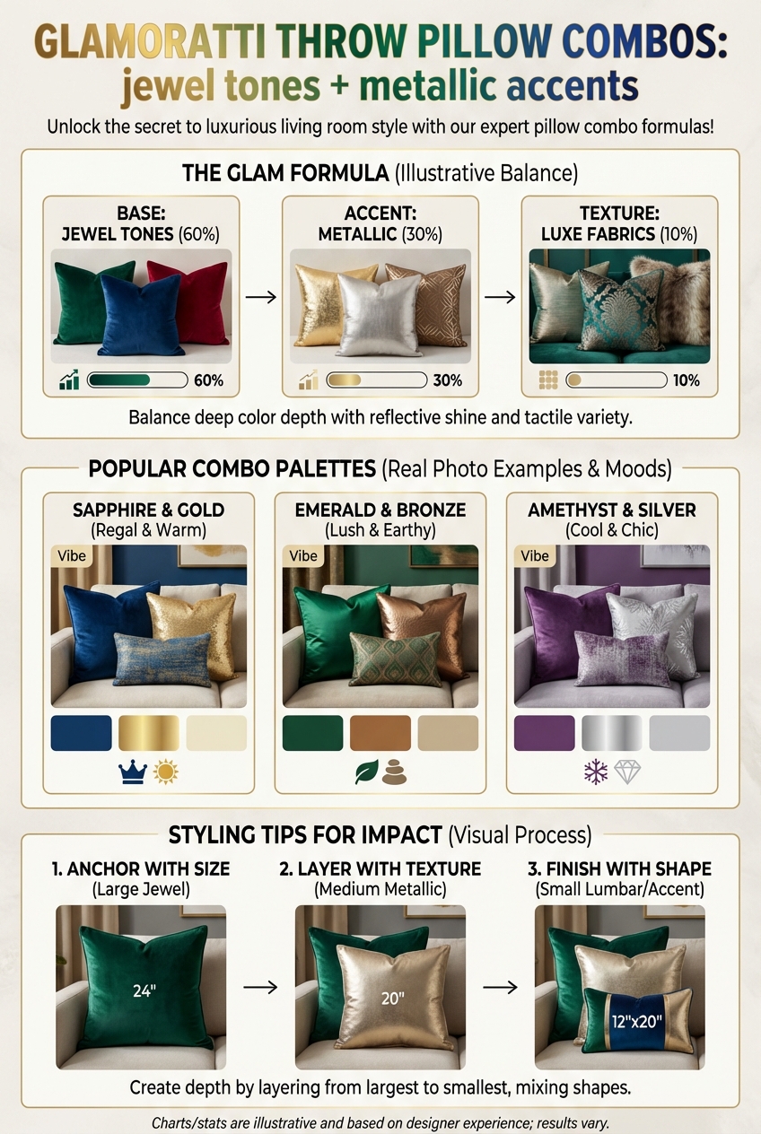 Glamoratti Throw Pillow Combos: jewel tones + metallic accents - photo 3
