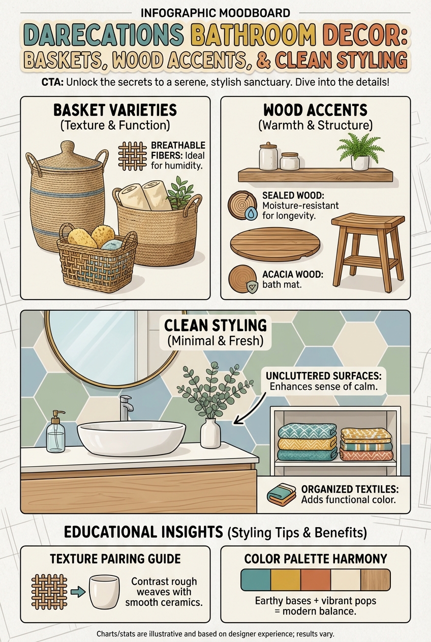 Darecations Bathroom Decor: baskets, wood accents, and clean styling - photo 4