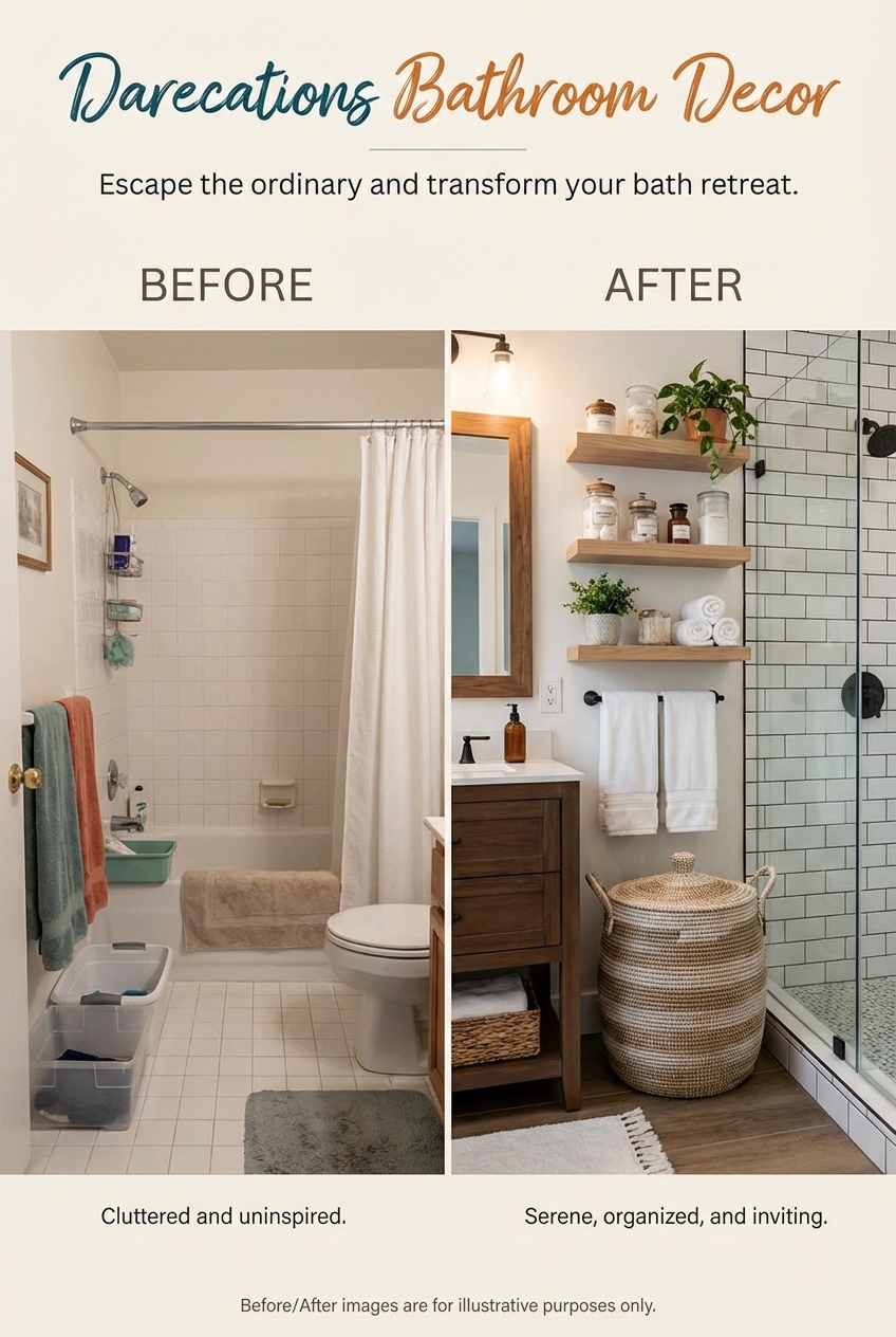 Darecations Bathroom Decor: baskets, wood accents, and clean styling - photo 5