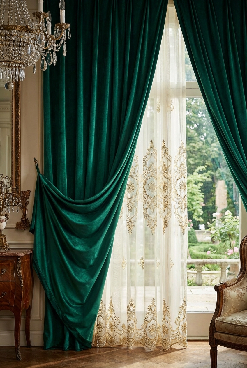Sheer + Velvet Curtain Layering: The Opera Aesthetic Formula
