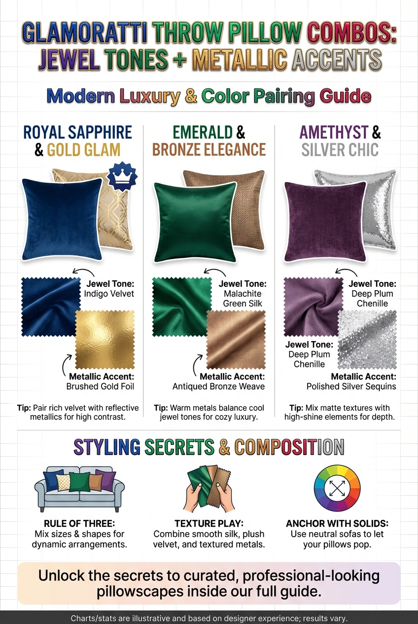 Glamoratti Throw Pillow Combos: jewel tones + metallic accents - photo 4