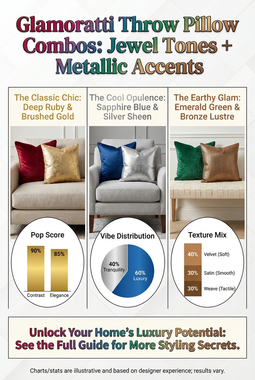 Glamoratti Throw Pillow Combos: jewel tones + metallic accents - photo 3