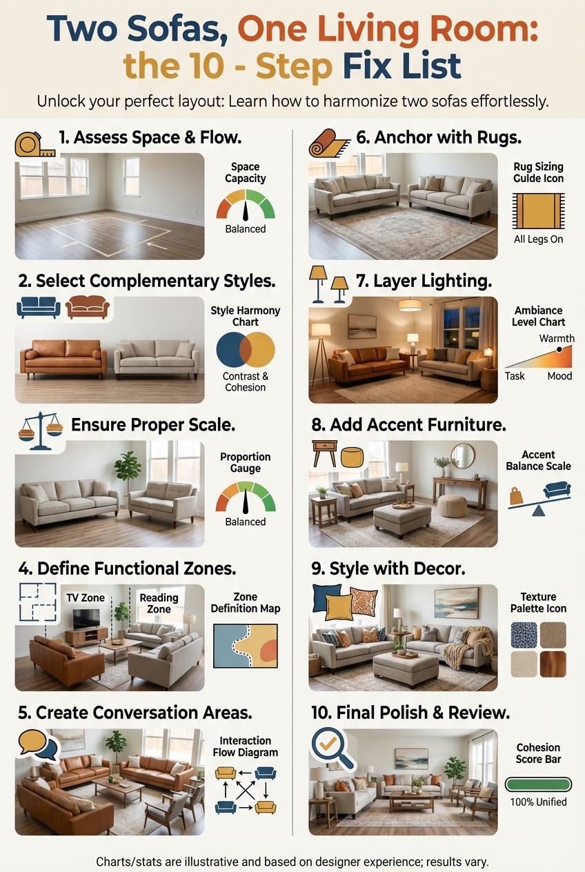 Two Sofas, One Living Room: the 10 – Step Fix List - photo 3