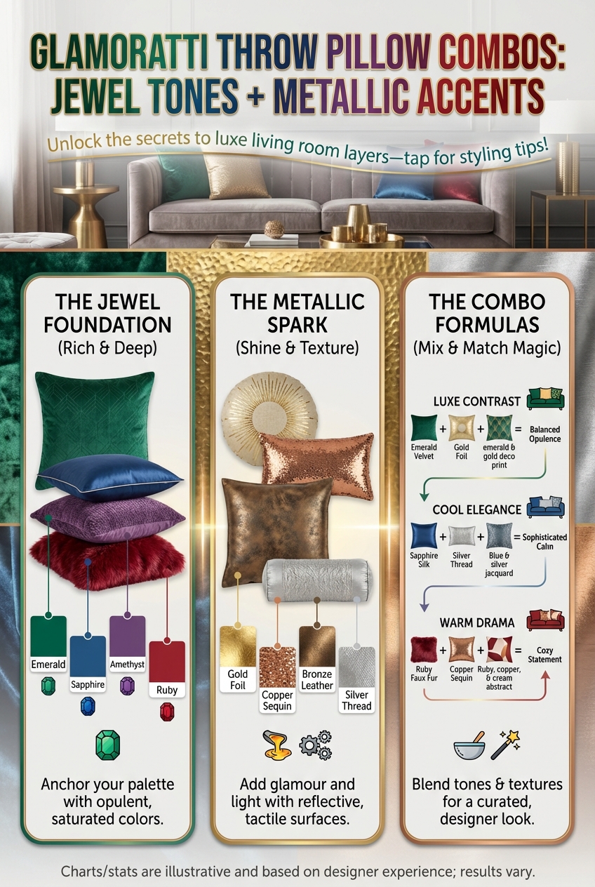 Glamoratti Throw Pillow Combos: jewel tones + metallic accents - photo 4