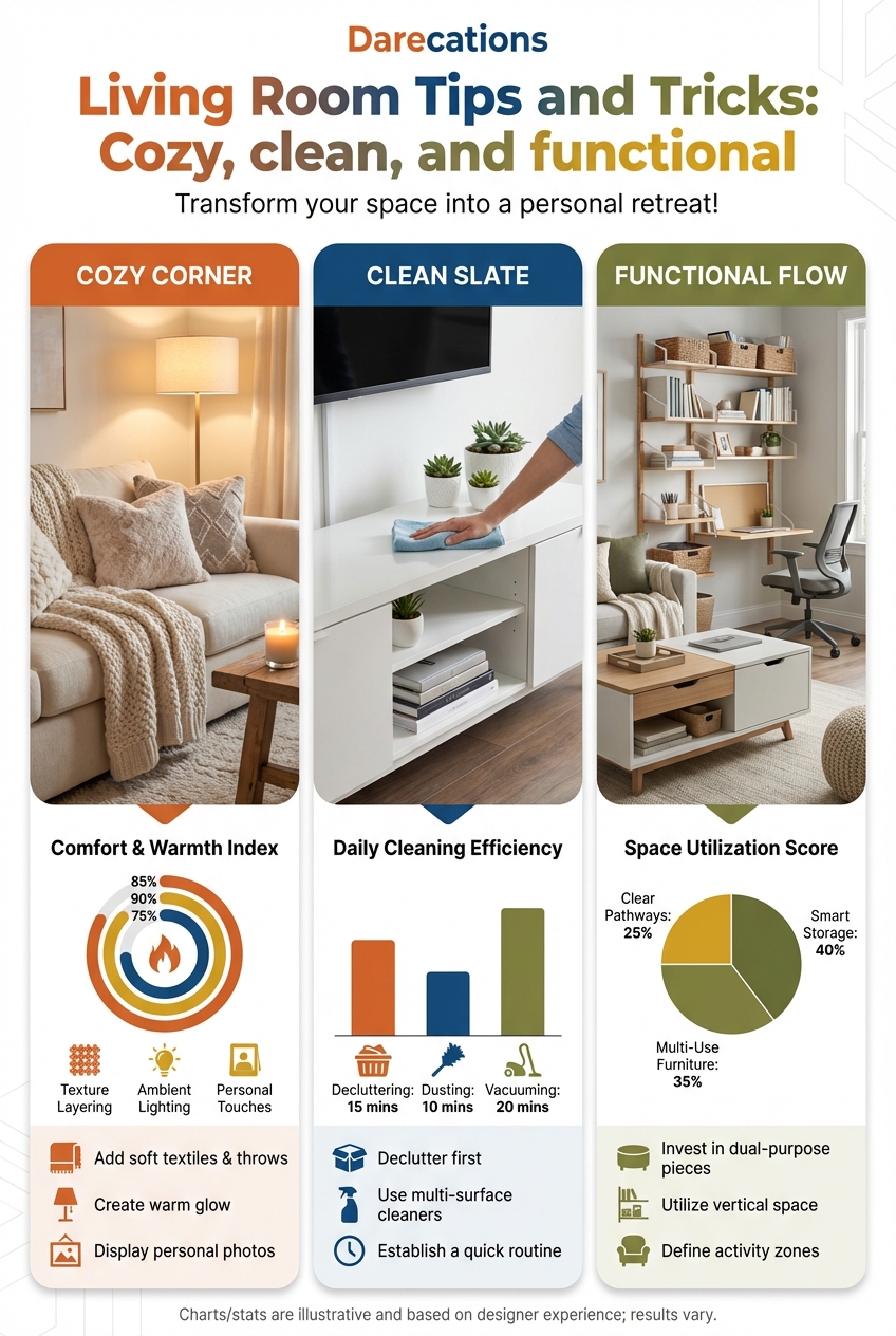 Darecations Living Room Tips and Tricks: Cozy, clean, and functional - photo 3