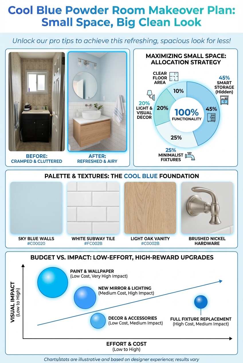 Cool Blue Powder Room Makeover Plan: Small Space, Big Clean Look - photo 3