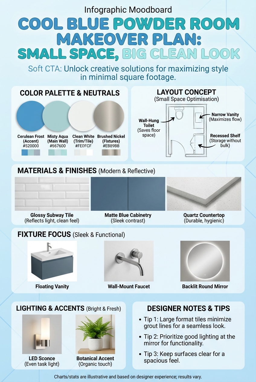 Cool Blue Powder Room Makeover Plan: Small Space, Big Clean Look - photo 4
