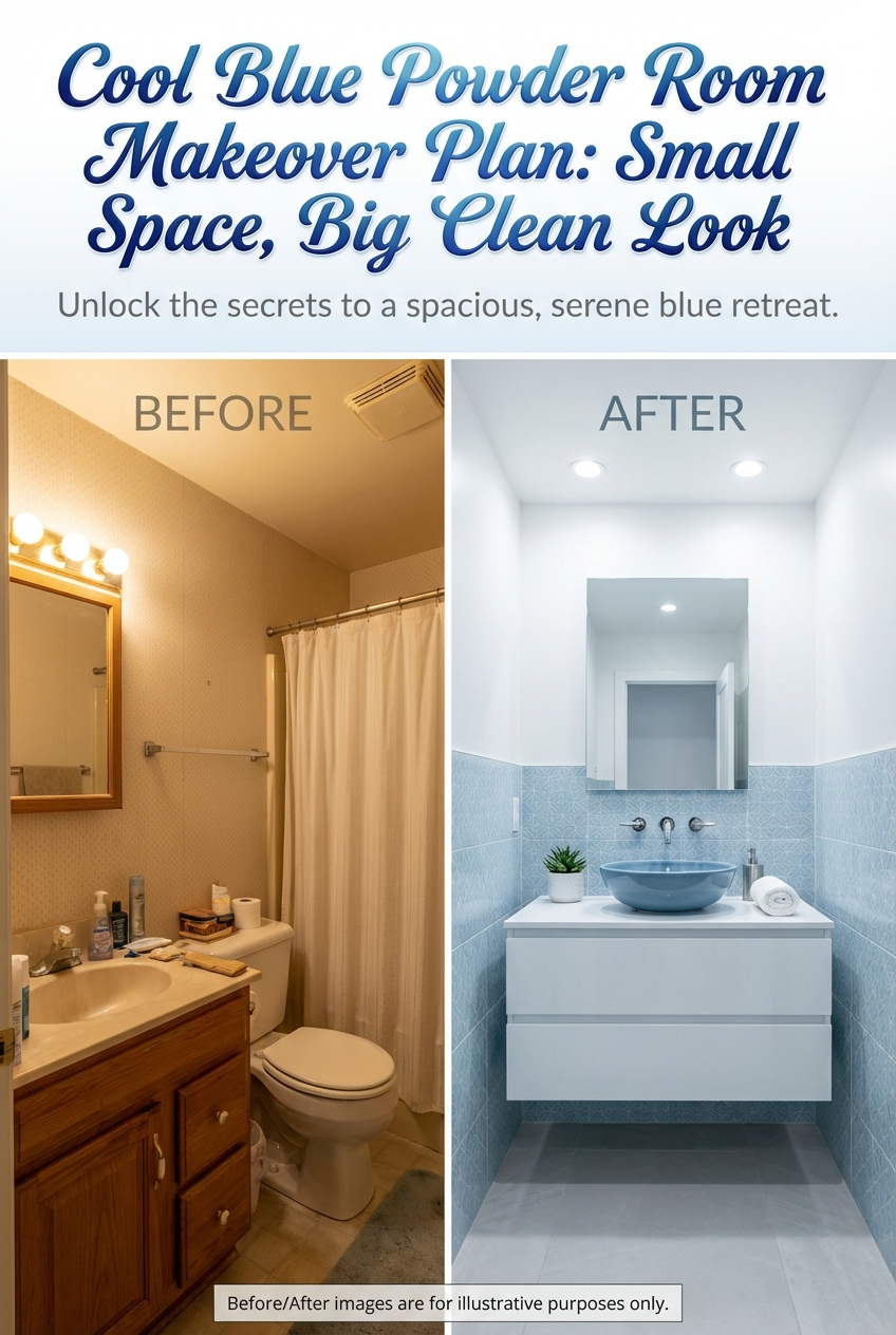 Cool Blue Powder Room Makeover Plan: Small Space, Big Clean Look - photo 5