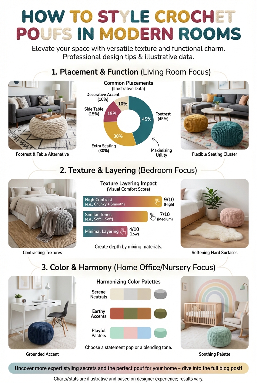 How to Style Crochet Poufs in Modern Rooms - photo 3
