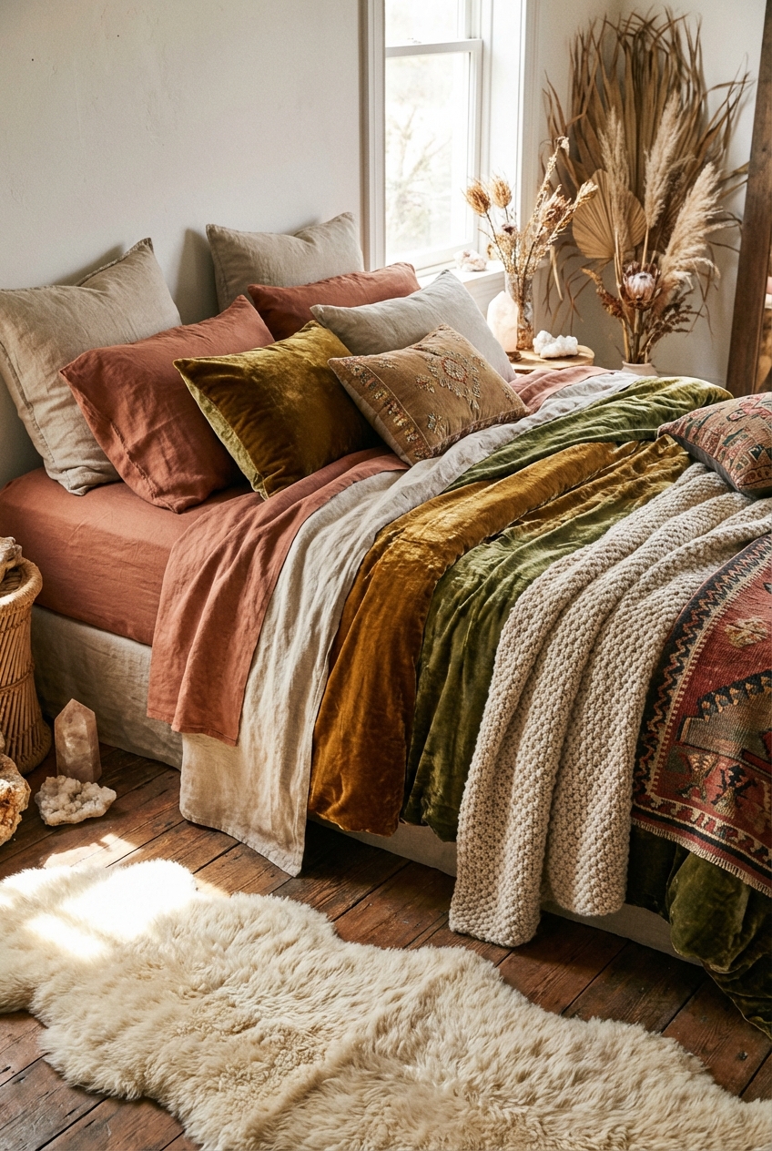 Mystic Outlands Bedding Ideas: Linen, Velvet, and Layered Texture