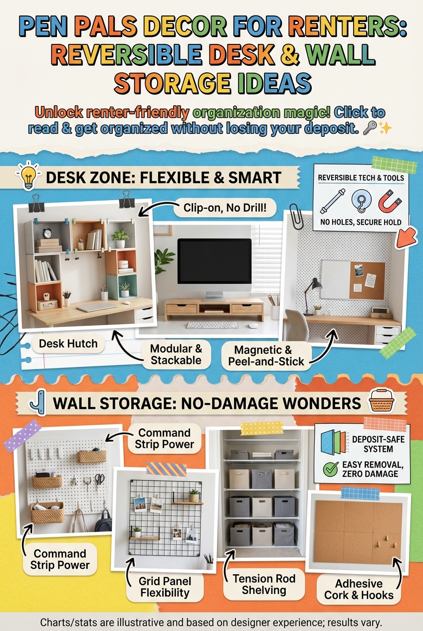 Pen Pals Decor for Renters: Reversible Desk and Wall Storage Ideas - photo 4