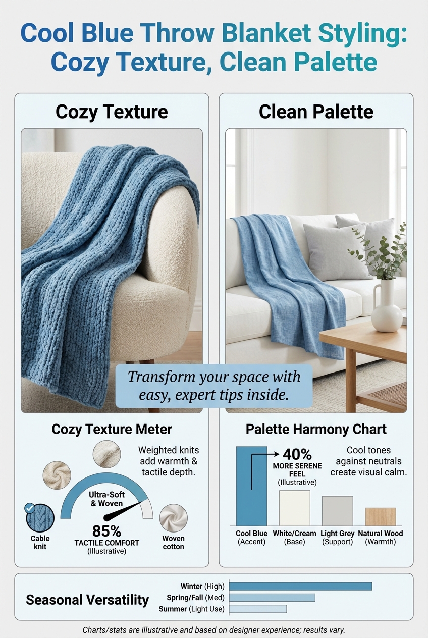 Cool Blue Throw Blanket Styling: Cozy Texture, Clean Palette - photo 3