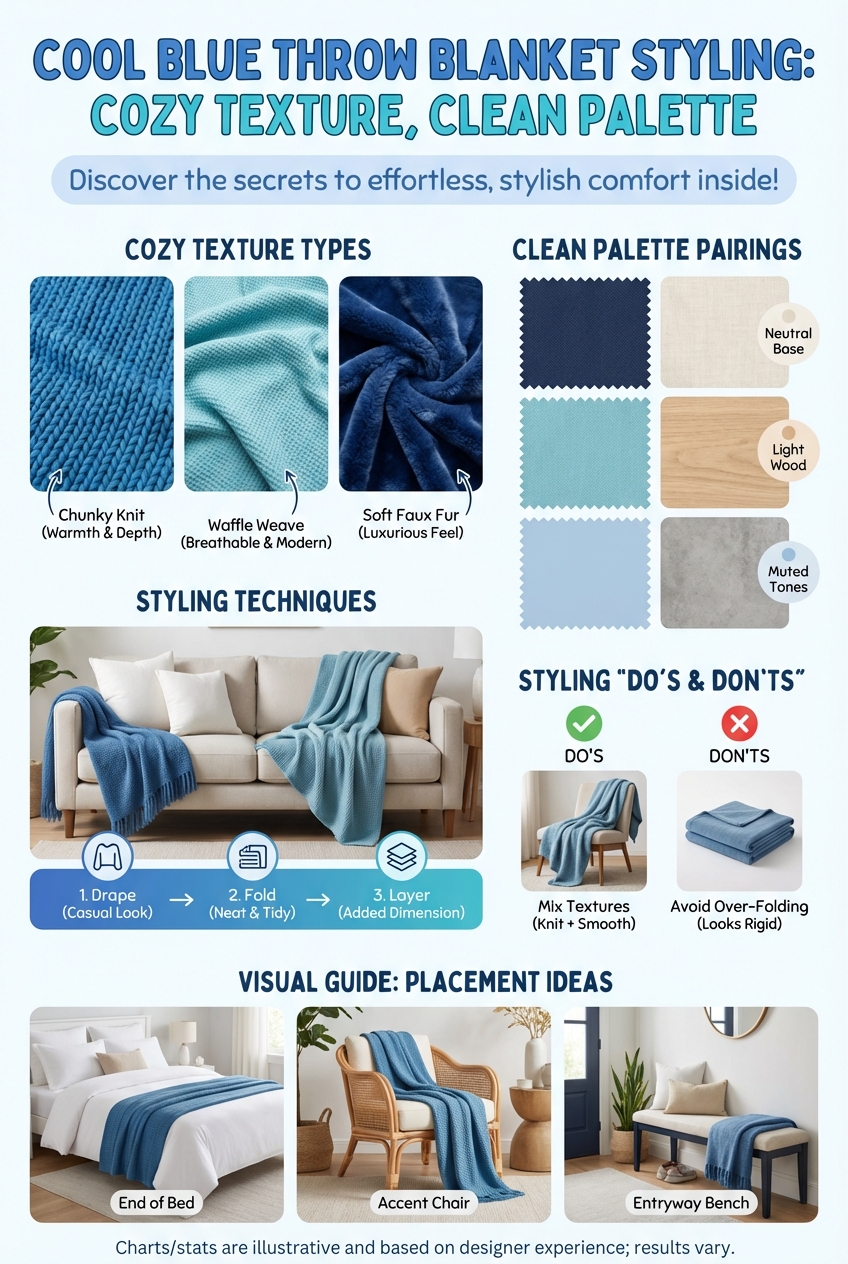 Cool Blue Throw Blanket Styling: Cozy Texture, Clean Palette - photo 4