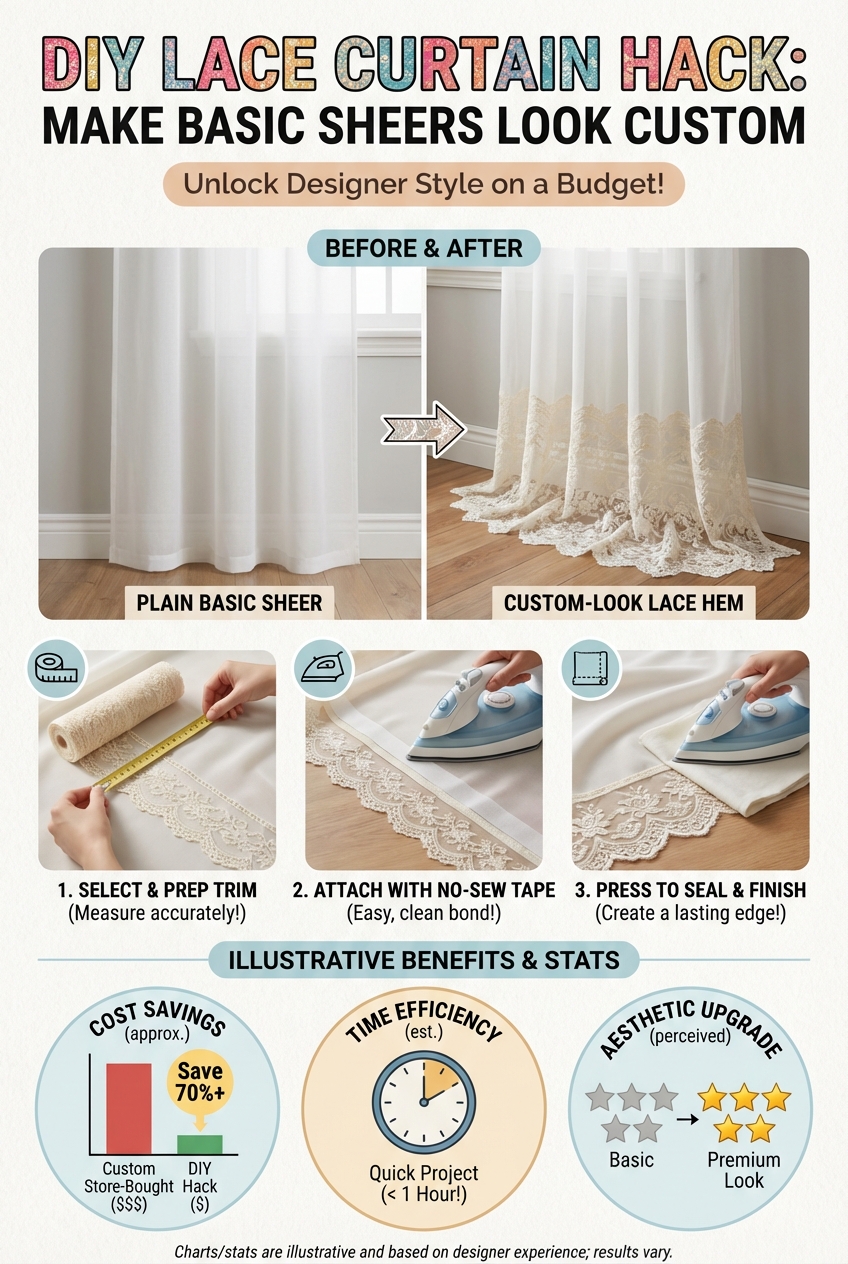 DIY Lace Curtain Hack: Make Basic Sheers Look Custom - photo 3