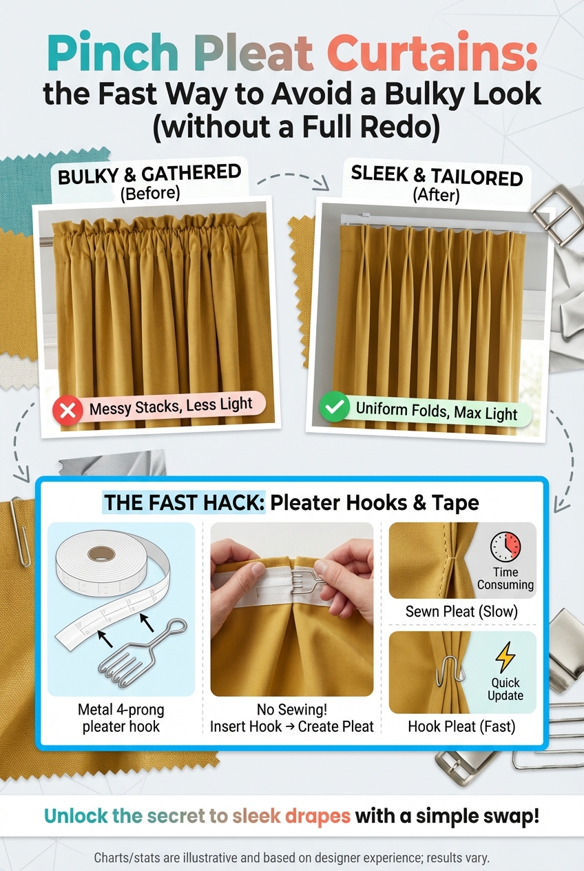 Pinch Pleat Curtains: the Fast Way to Avoid a Bulky Look (without a Full Redo) - photo 4