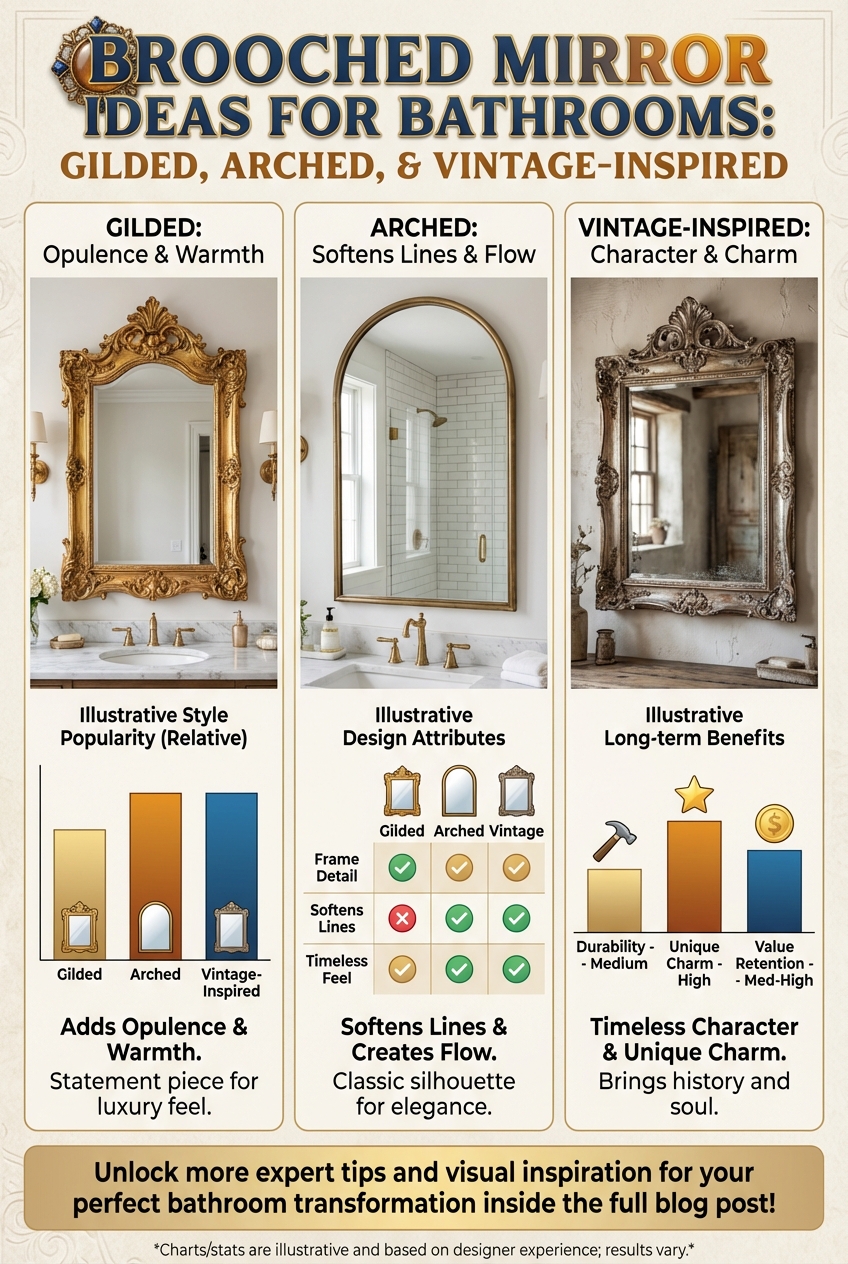 Brooched Mirror Ideas for Bathrooms: Gilded, Arched, and Vintage-Inspired - photo 3