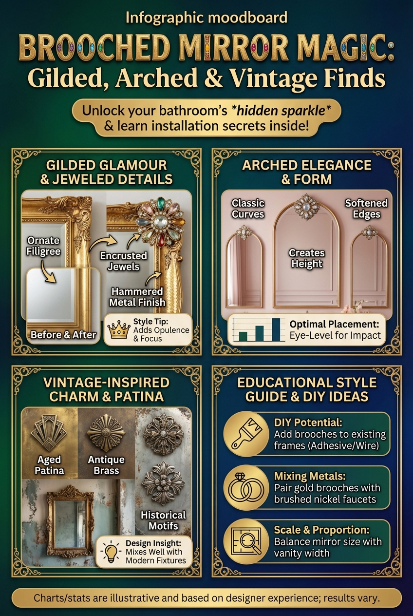 Brooched Mirror Ideas for Bathrooms: Gilded, Arched, and Vintage-Inspired - photo 4