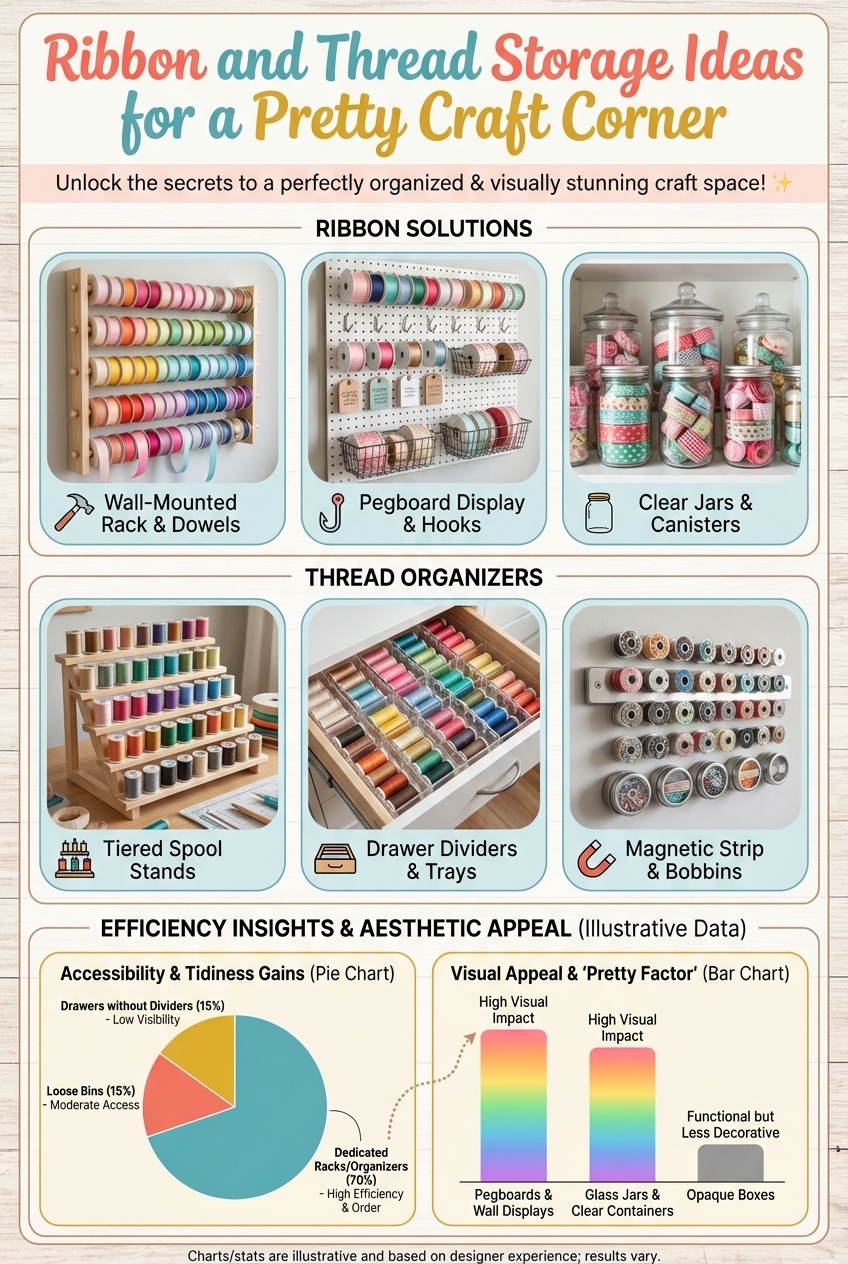 Ribbon and Thread Storage Ideas for a Pretty Craft Corner - photo 3