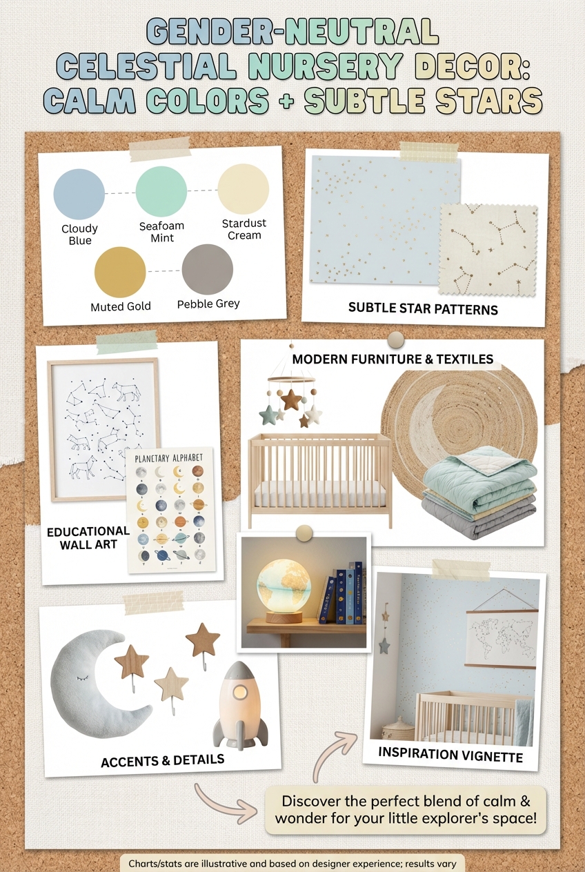 Gender-Neutral Celestial Nursery Decor: Calm Colors + Subtle Stars - photo 4